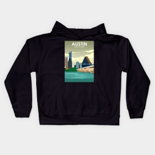 Austin Texas United States Vintage Minimal Retro Travel Poster Kids Hoodie